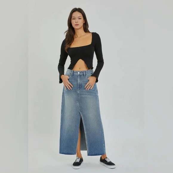 Midi Denim Skirt - Picture 1 of 3